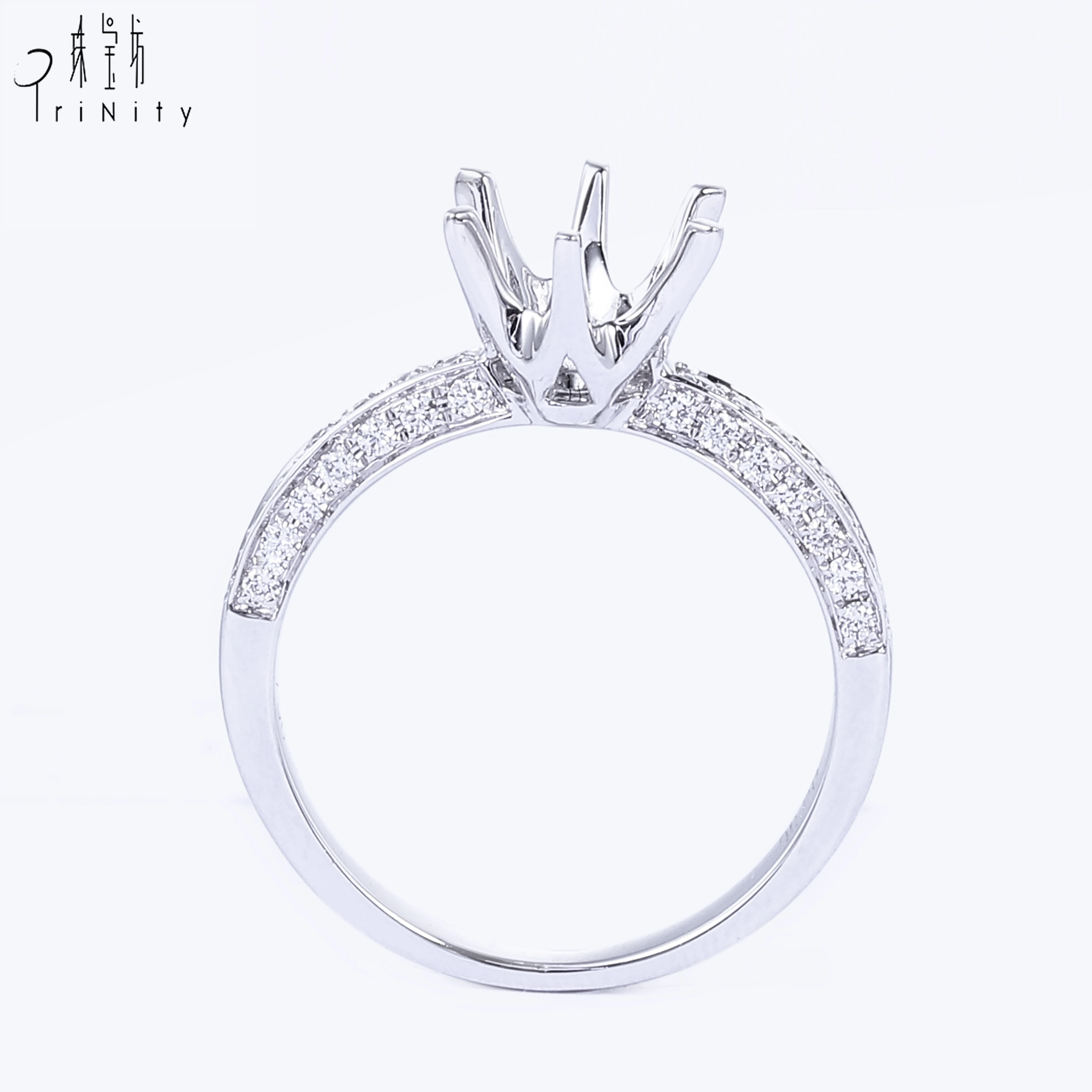 Hong Kong Supplier Wholesale New Product Ring Setting Without Center Stone AU750 Gold Solitaire Diamond Engagement Ring