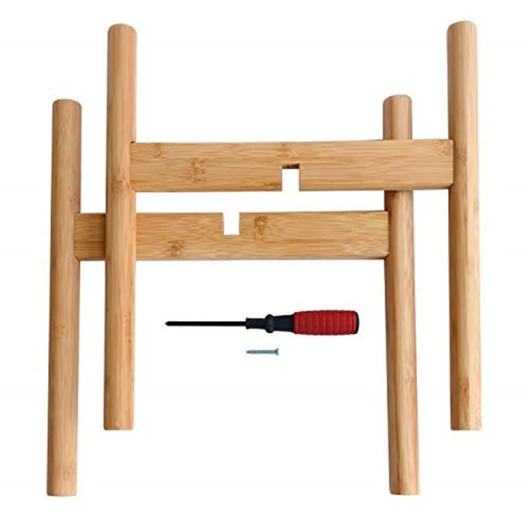 Wholesale Custom Logo Adjustable Mid-Century Bamboo Flower Pot Plant Holder X Shape Indoor Decorative