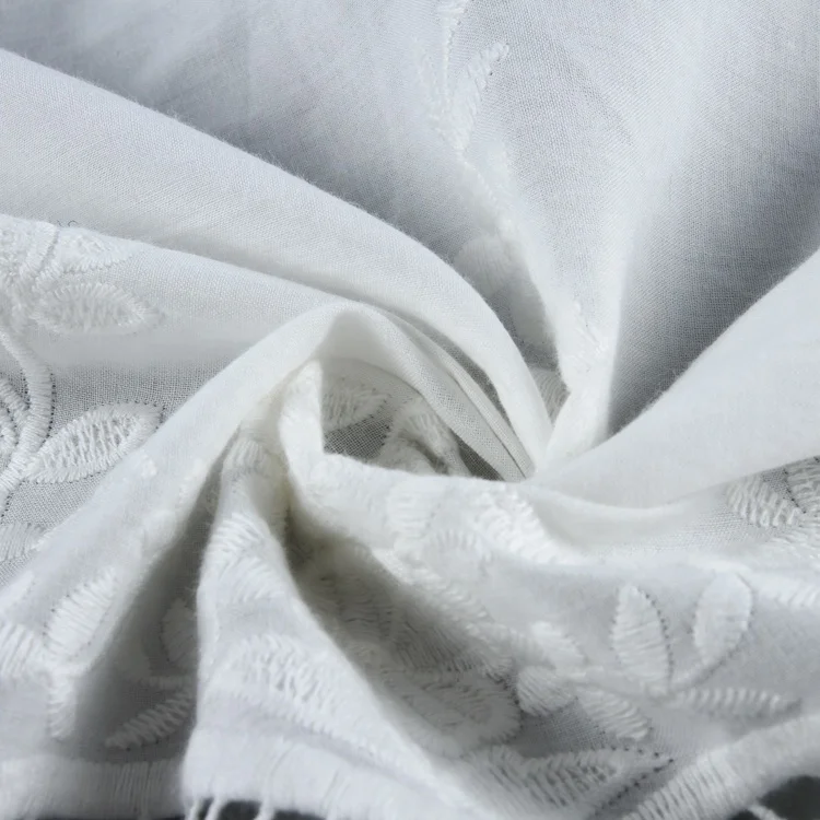 Newest single border embroidery voile material woven swiss cotton fabric textile