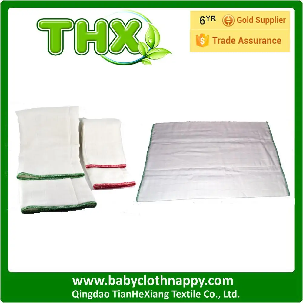 Soft and Absorbent Organic Cotton Bamboo Muslin Prefold Cloth Diaper