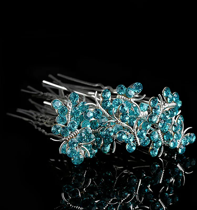 2019 Cheap Wholesale Women Barrette Haie Pins Decorative U Shape Rhinestone Butterfly Hairgrip