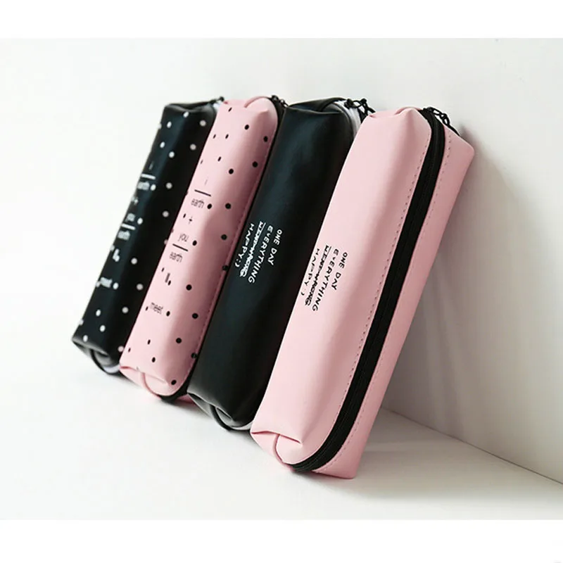 Wholesale Creative Stationery Cute Cartoon Candy Color Leather Square Small Pencil Bag Student Stationery Custom PU Pen Bag