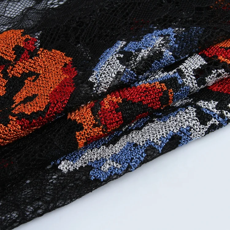 Fabric in Rolls New Fashion Useful Multi Color Elegant Embroidered Rose Lace with Embroidery Customized Color Knitted 1 Yards