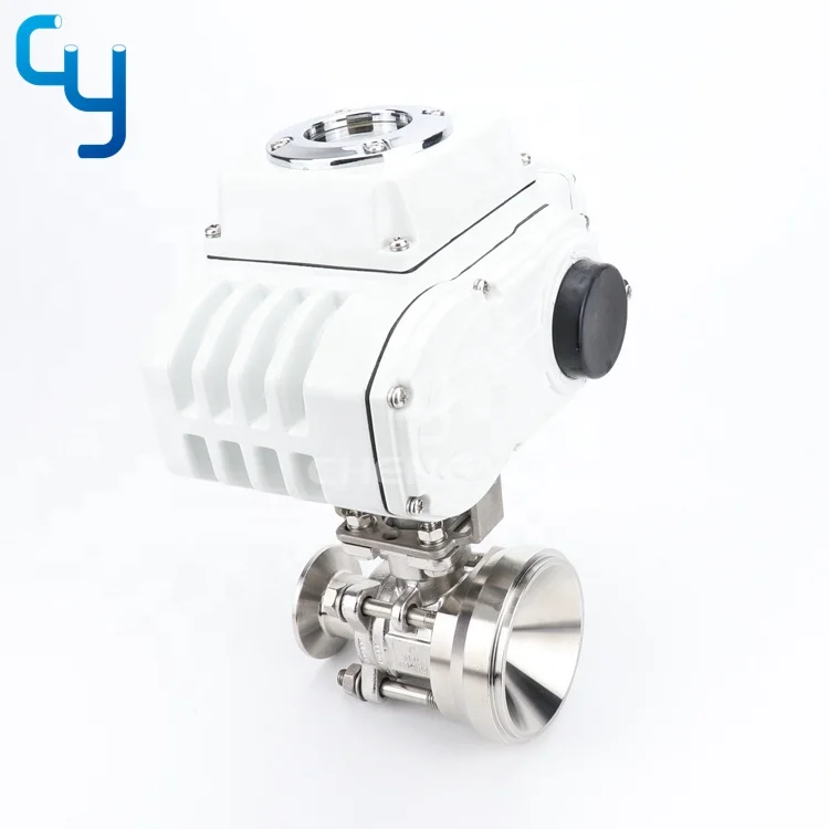SS304/316L Sanitary stainless steel electric motorized actuator control bottom ball valve