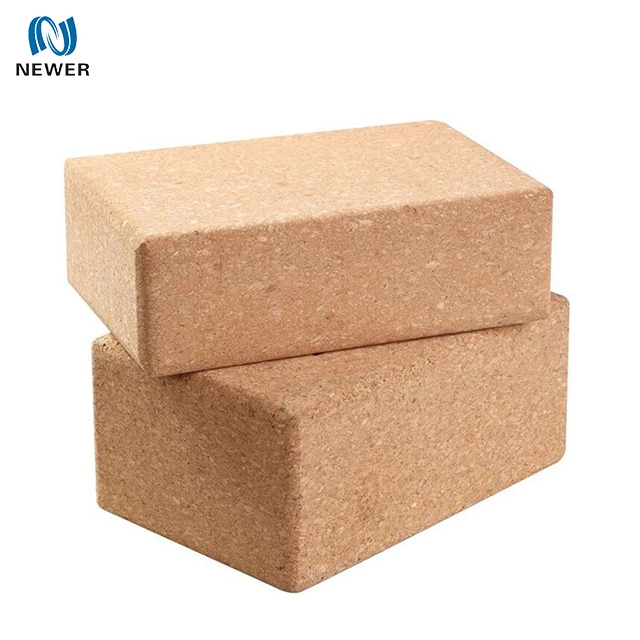 Wholesale high quality eco balance exercise adjustable private label custom natural cork wood 3*6*9inch yoga block with logo