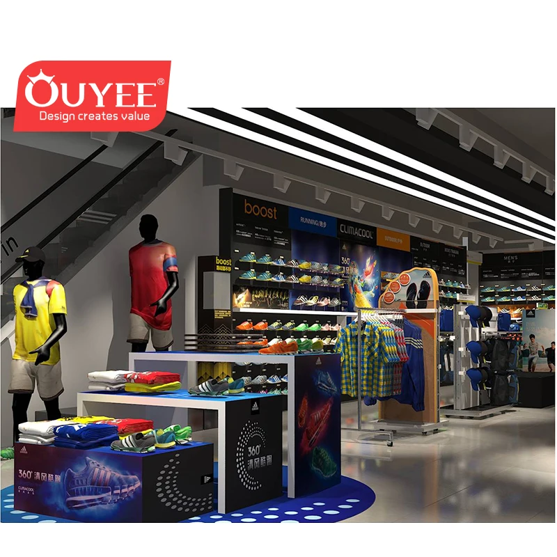 supermarket men clothing showcase wooden clothes hanger stand sports clothes display furniture for cloths case and fittings