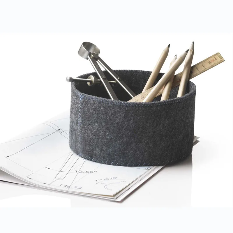 Grey color 3 pcs Set felt bread table tray durable stitching felt storage case