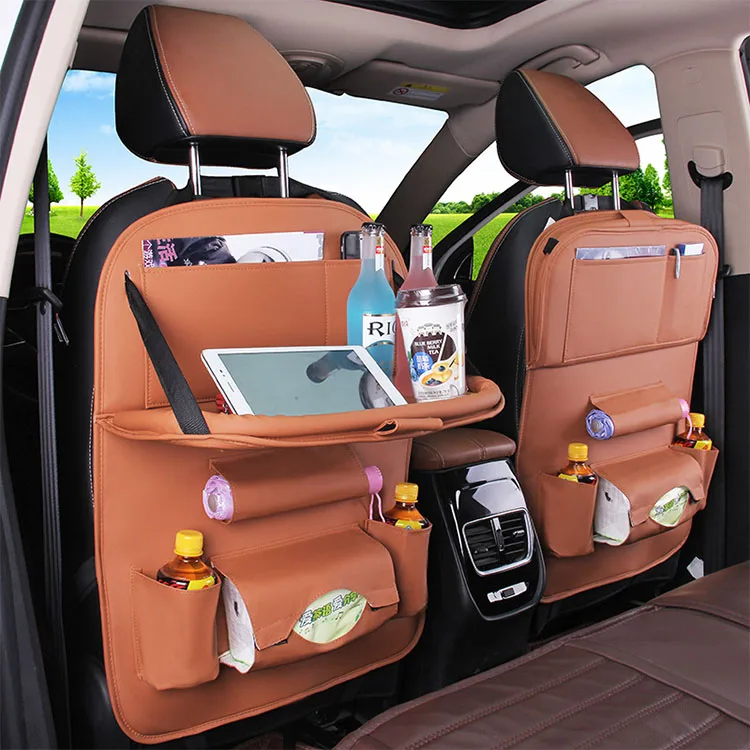 Amazon waterproof travelling kids car back seat organizer with tray