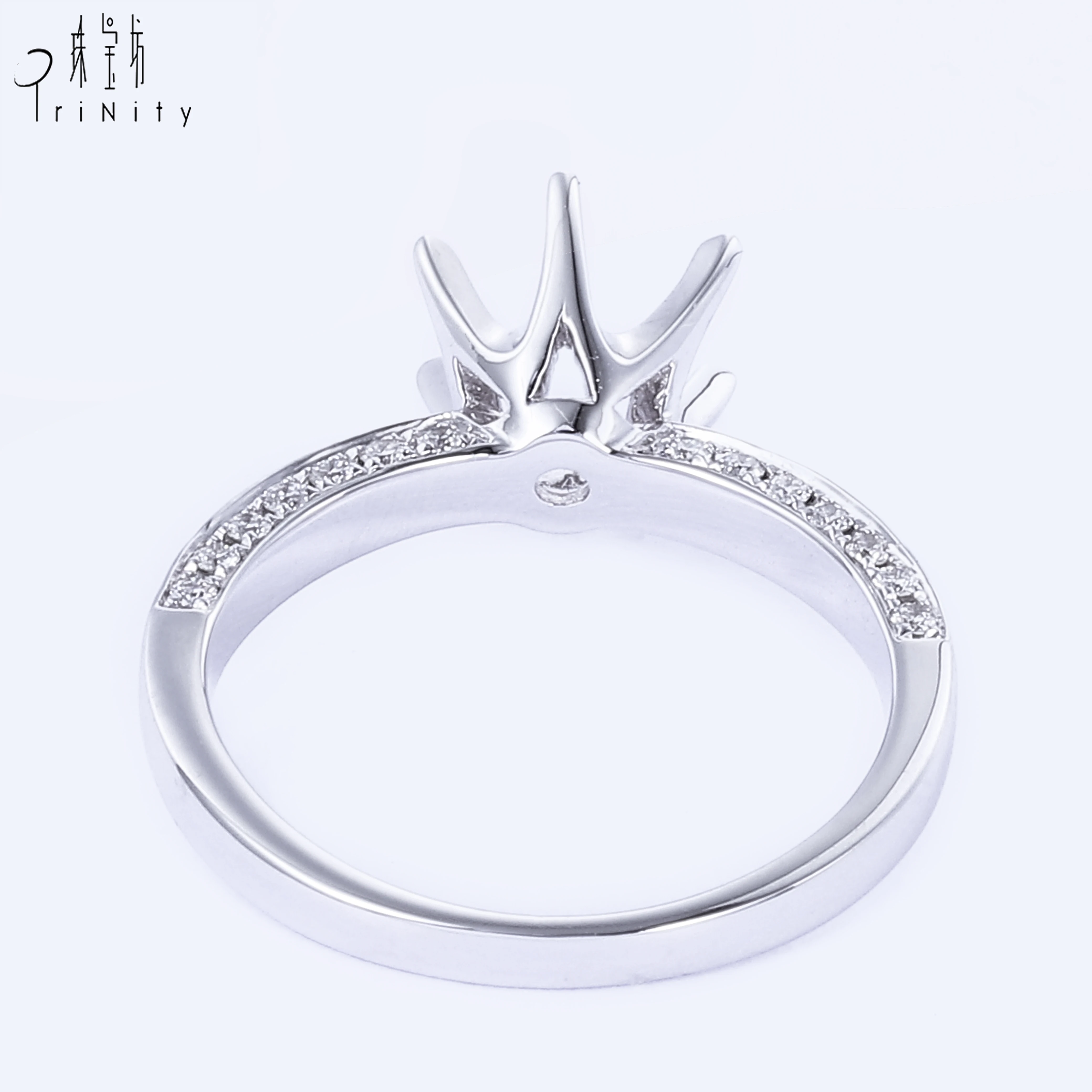 Hong Kong Supplier Wholesale New Product Ring Setting Without Center Stone AU750 Gold Solitaire Diamond Engagement Ring