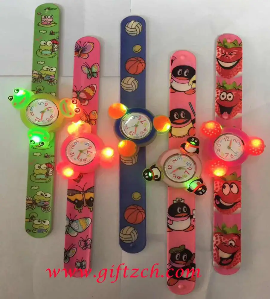 Children Kids Gyro Rotation Spinning Top Silicone Slap Watch Best Christmas Gifts