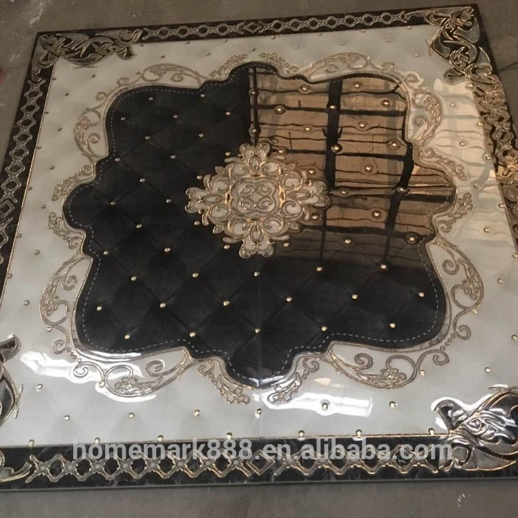Four in One Set Flower Polished Golden Crystal Ceramic Tile Carpet for Hotel