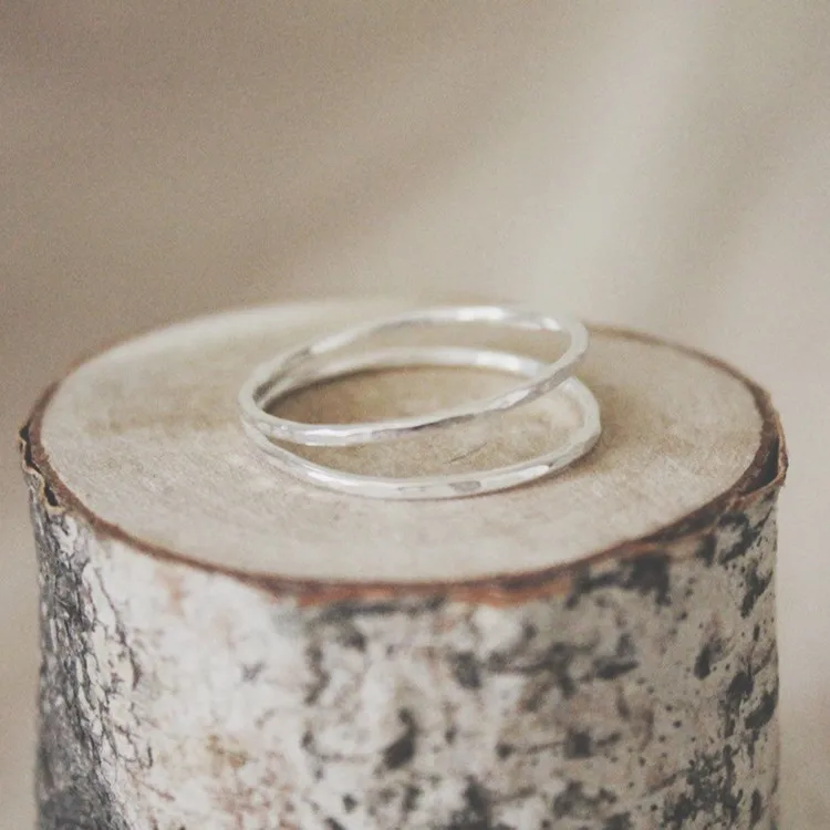 Gold Stackers Thin Gold Ring Set of 5 Ultra Thin Hammered Gold Women Jewel Ring