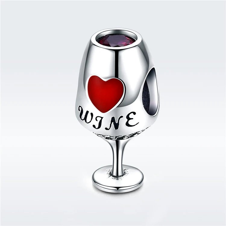 Qings Pretty Bead Wine Charm 925  Sterling Silver Wine Charm Glass Jewelry Accessory