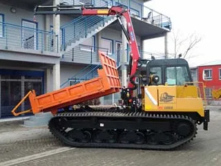 MST-1500VD full rubber crawler carrier with crane and wood grapple
