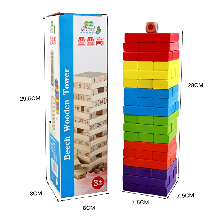 Wholesale Colorful Desktop Games Building Toys Wooden Blocks Stacking Game
