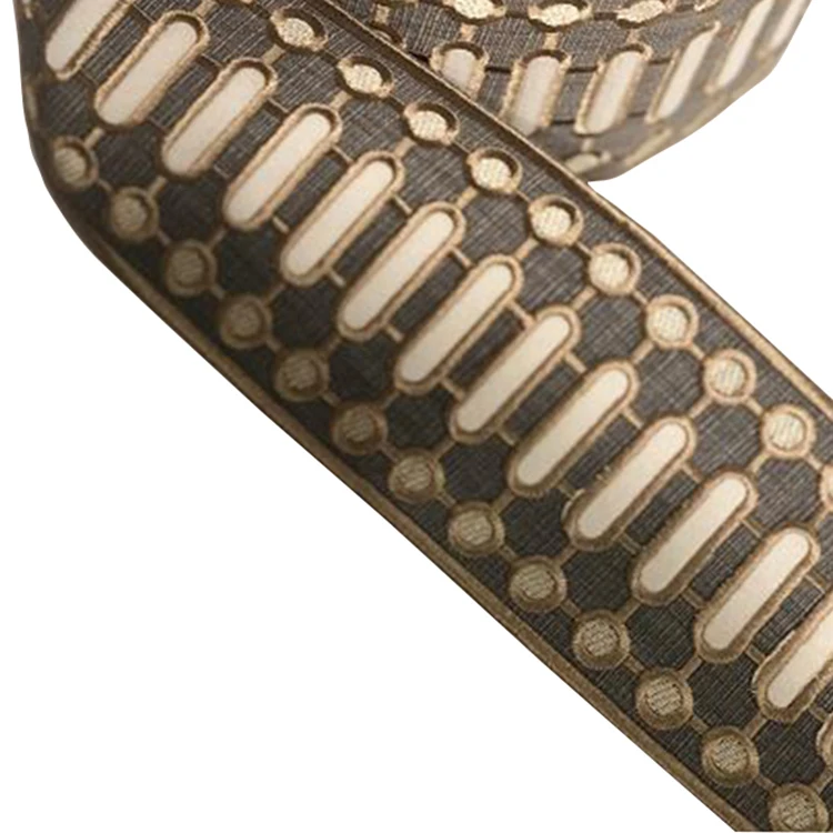 Оптовая продажа, пользовательская лазерная резка, Золотое кружево Zari для домашней отделки дивана и подушки