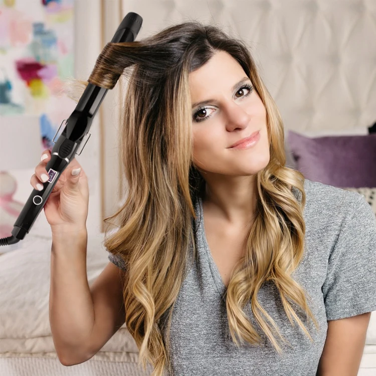 
1 1/4 inch Lcd Display Ceramic Coating Barrels Electric Hair Curler Professional Curling Iron 