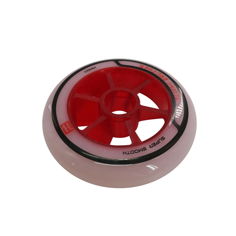 Super smooth overmolded 110*24mm high quality banded double layers  polyurethane inline skate PU wheels