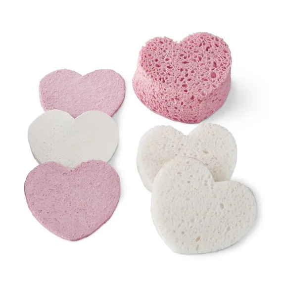 
Hot Selling Facial Cleaning Cellulose Sponge Heart Shaped Compressed Cellulose Facial Sponge 