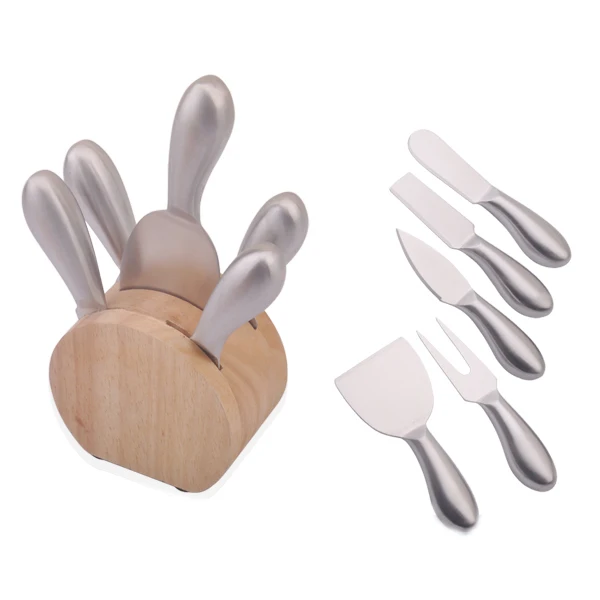 5pcs cheese tools with woodend block