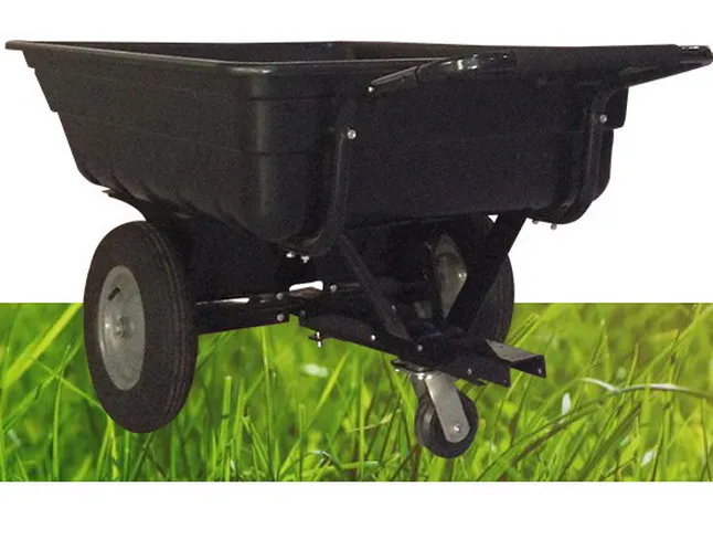 BLACK AGRICULTURE TOW and PUSH POLY CART ON FARM  trailer cart