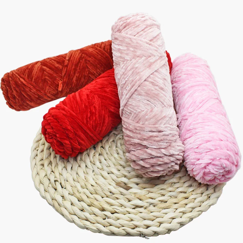 100% Polyester Soft Anti pilling Chunky Chenille Yarn Crochet Knitting Velvet Hand Knit Colored Fashion Chenille Yarn