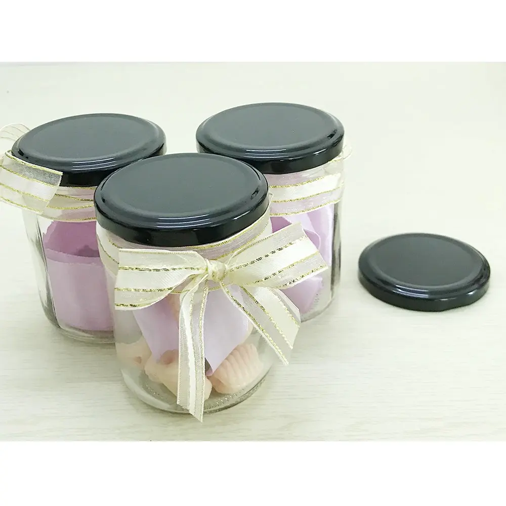 250ml Round 8 oz Glass Jars with Black Metal Lid Canning Jars for Jam Honey Arts and Gift Holder