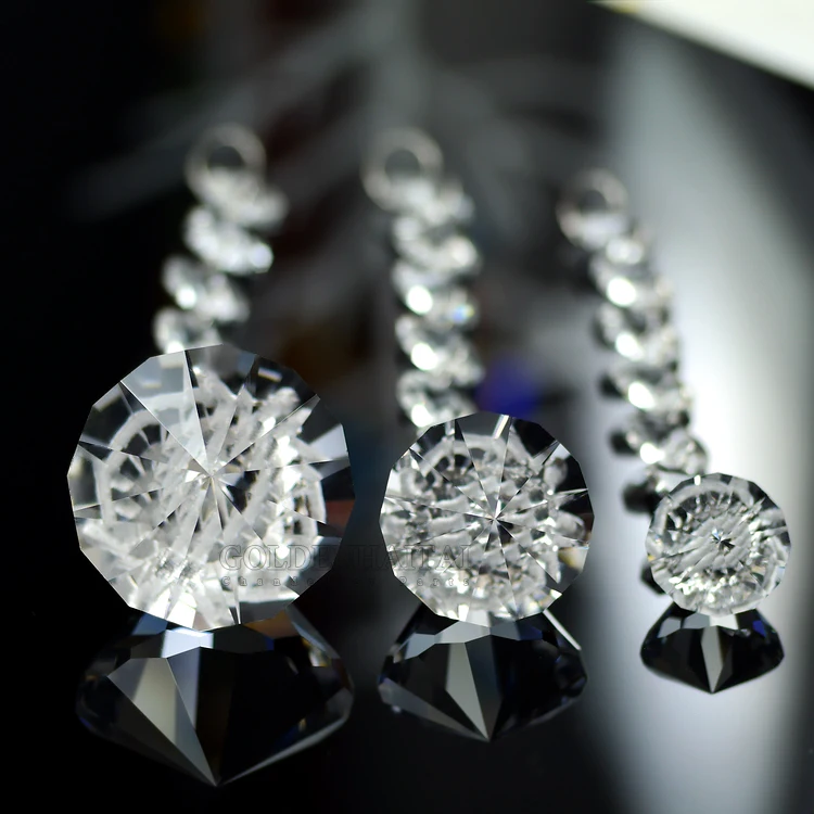 Goldenhaitai 14mm crystal Glass octagon beads strands, Hanging Crystal Beads Chain Garland with diamond pendants