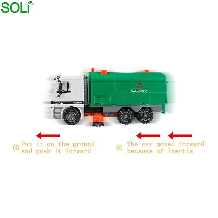Promotional Cleaning Garbage Sweeping Turned Over Car Funny Diecast Truck Toy Road Sweeper Model