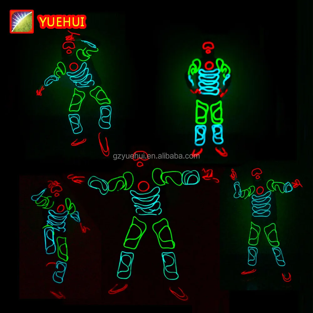 Hot Sales Fashion EL Suits LED Clothes Luminous Costumes Glowing Gloves Shoes Light Clothing Men EL Wire Dancer Clothes