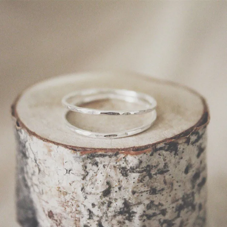 Gold Stackers Thin Gold Ring Set of 5 Ultra Thin Hammered Gold Women Jewel Ring