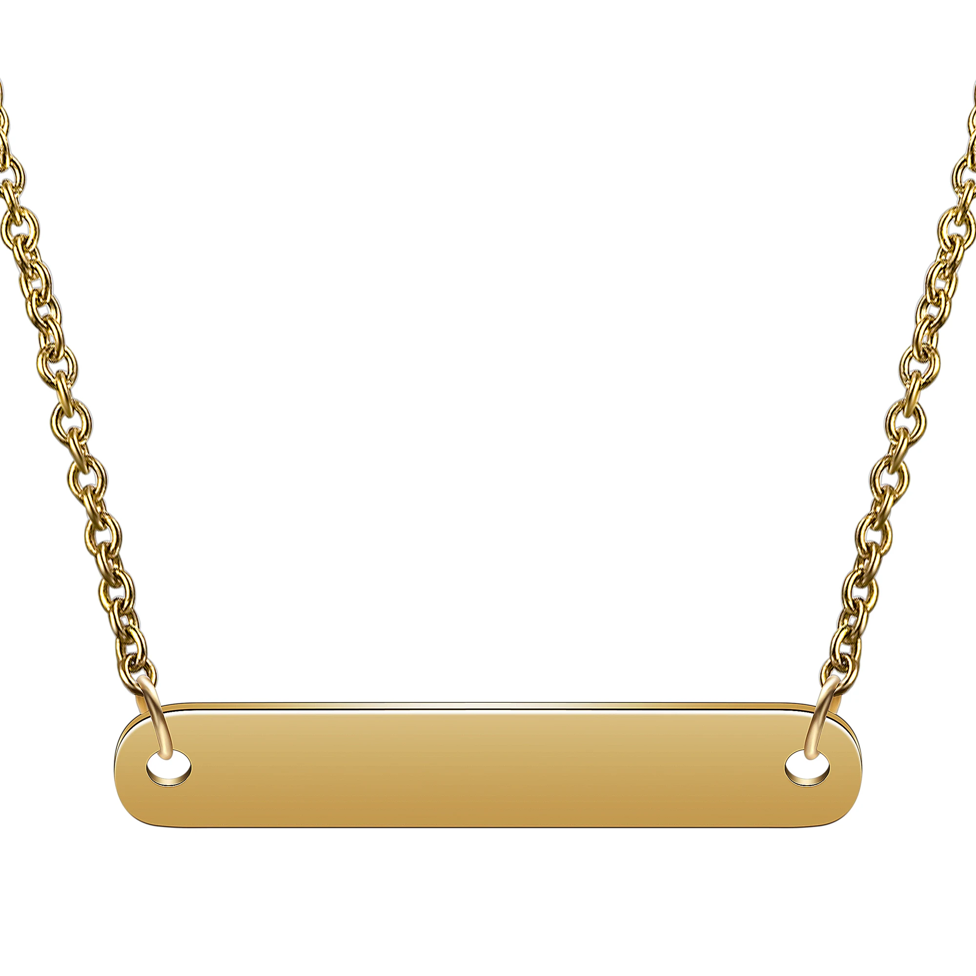 Custom Engeaved Name Necklace Personalized Fashion Stainless Steel Blank Bar Charm Women Chain Silver Pendant Jewelry Necklace