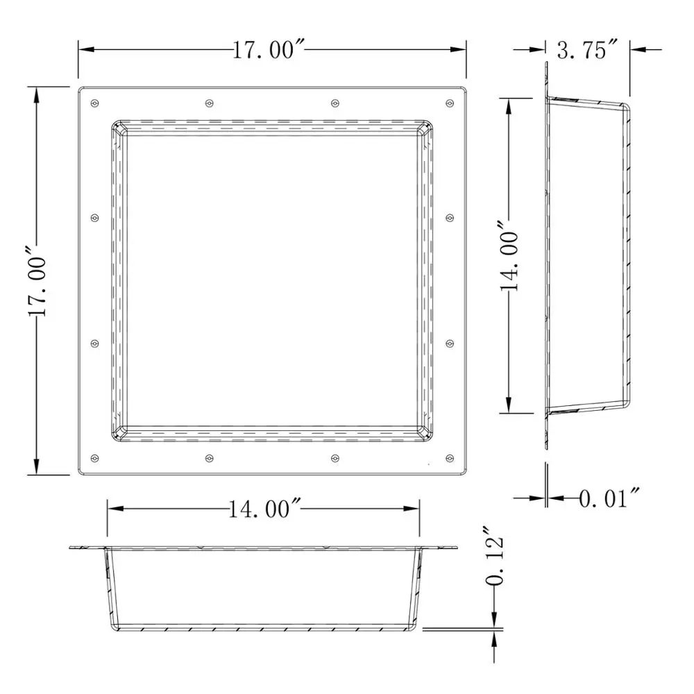 17X17 inch  Uni-Green Waterproof Square Recessed Shower Shelf Plastic Niche For Bathroom for the United States