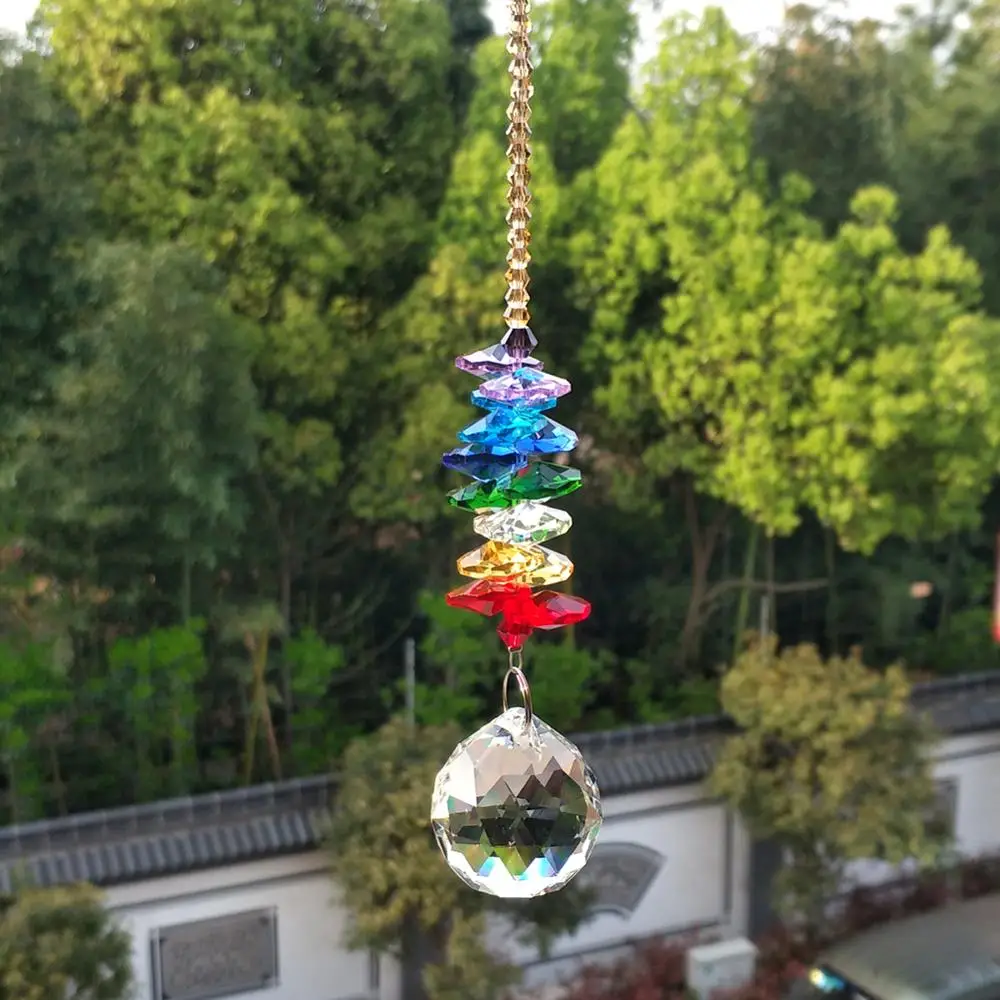 DIY Clear Rainbow Suncatcher Glass Pendant Crystal Faceted Ball For Lighting Chandelier Decoration