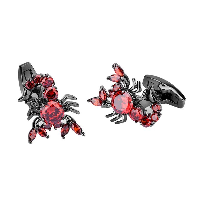 Novelty Scorpion Model Inlaid High Quality Red Zircons Cufflinks for Mens Shirts