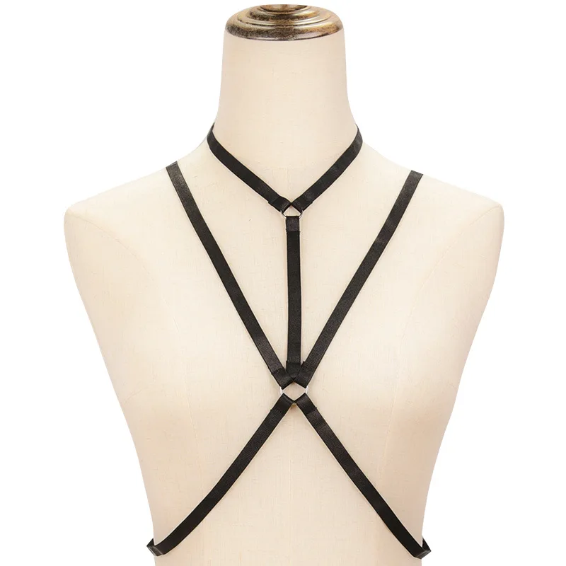 Adjustable Body Harness Layered Bra Sexy Lingerie Erotic Adult Black Belt Bondage Suspender Gothic Punk Womens Sexy Underwear