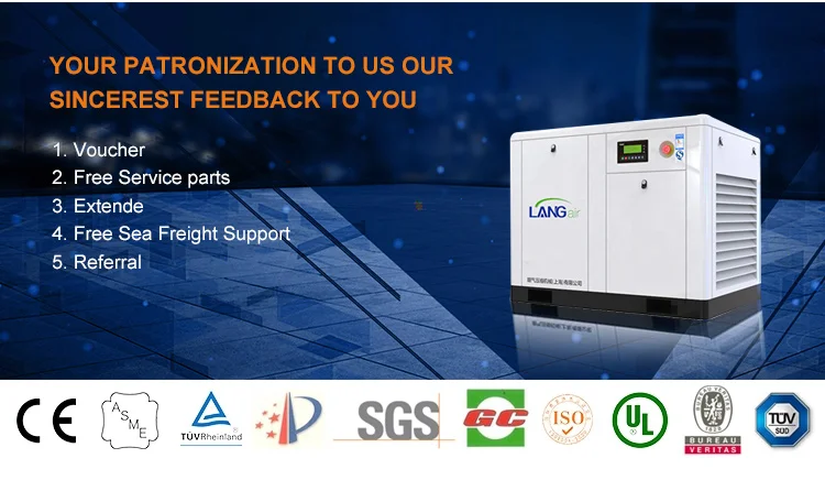 Langair screw industrial 100hp 75kw air compressor prices