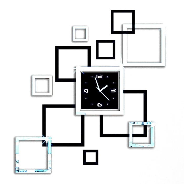 Preciser Modern Design Mirror Wall Clock 3D Crystal