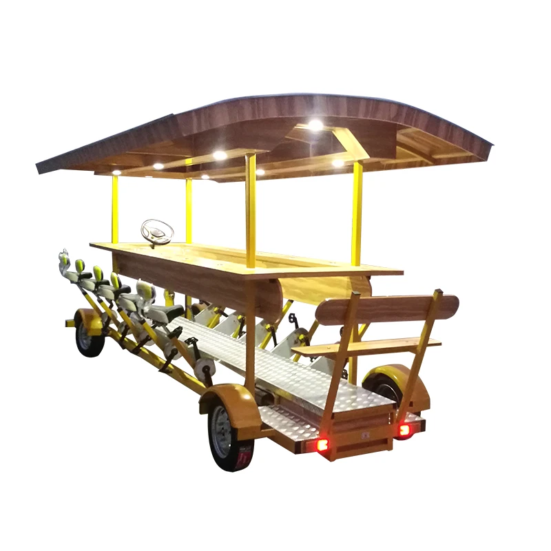 Stylish Galvanized Carbon Steel High Quality Cheap Price City Tour 15 People Rentals Pedal Pub Electric 4 Wheel Party Beer Bike