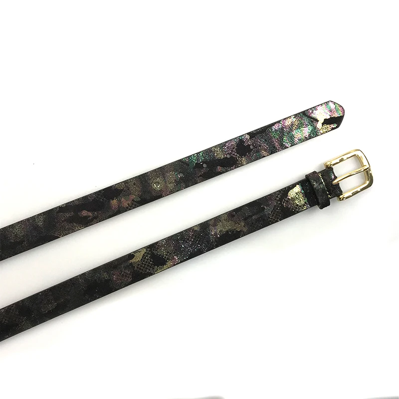 
Factory new designer fashion woman belt PU leather jeans bling bling colorful printed shiny black lady women belt 