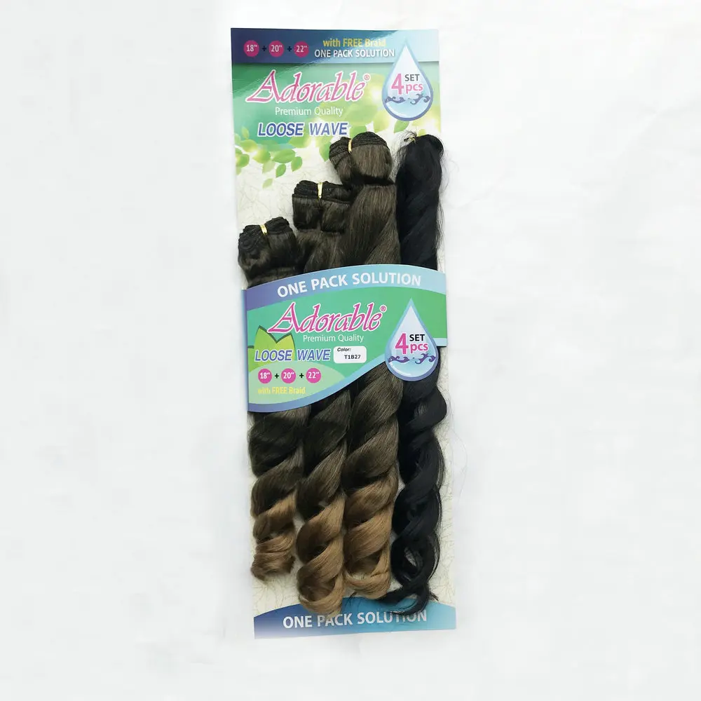Adorable Wholesale heat resistant synthetic hair weft 4pcs body loose deep wave synthetic hair weaving free braid mixed T1b27