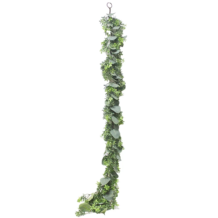 New design faux silver dollar eucalyptus jungle theme blended boxwood eucalyptus garland evergreen decoration greenery garland
