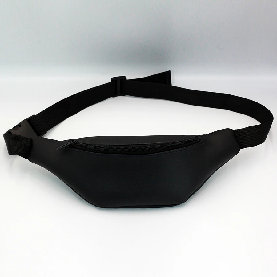 
Cheap PU Leather Waist Bag Fanny Pack Black Sport Waist Bag Custom Logo 