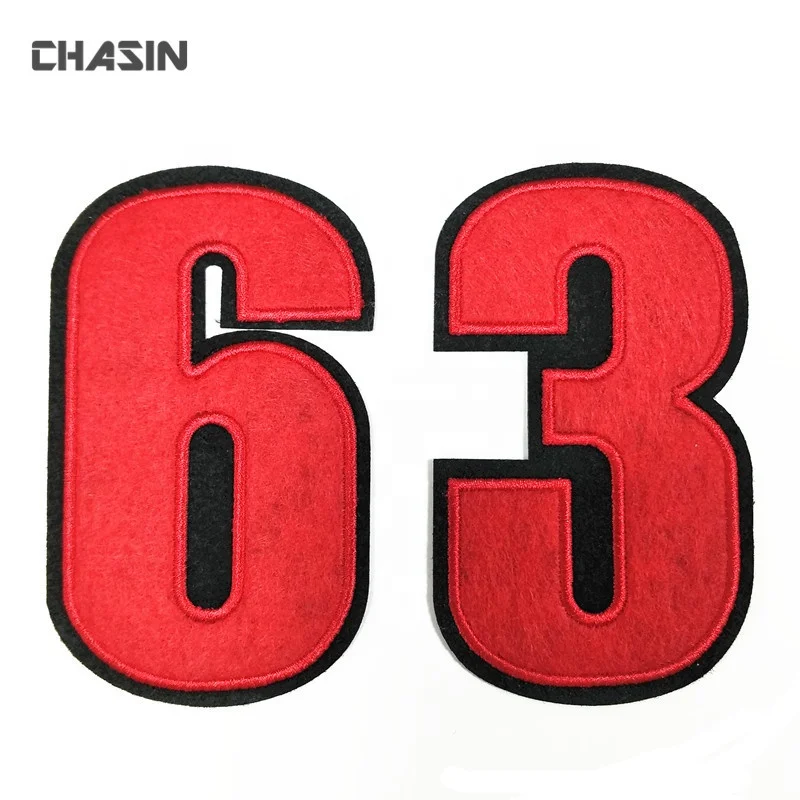 Cheap Heat Press Twill Embroidered Number Patch For Jerseys
