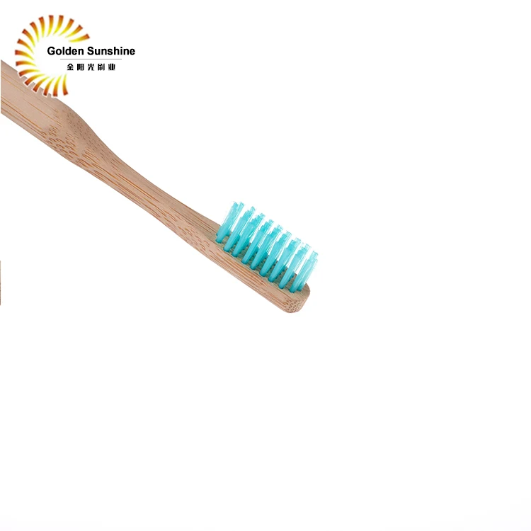Blue Disposable Bamboo Toothbrush Round Charcoal Bamboo Toothbrush