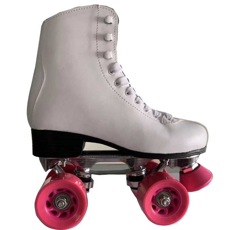Logo Custom Synthetic leather rink skating patines high bounce PU wheel quad roller skates shoes for kids, teenagers, adults