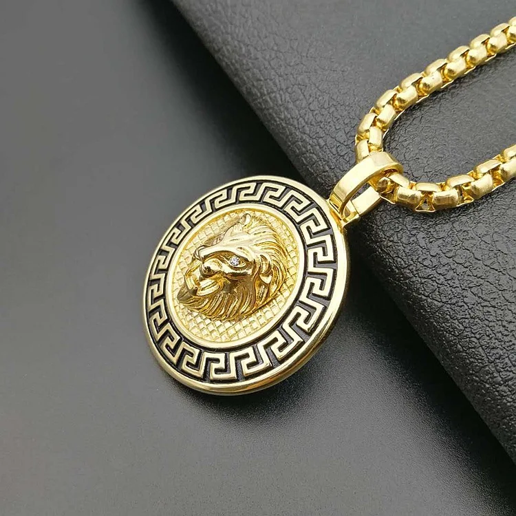 High Quality 18k Gold Lion Head Men Jewelry Necklace