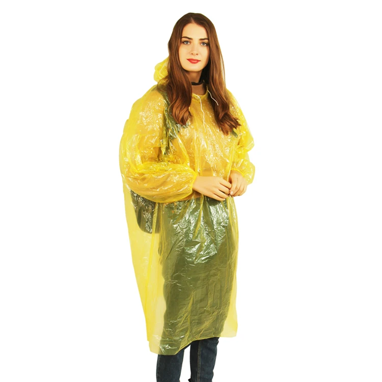 Rain Proof Transparent Coat Throwaway Rain Poncho PE Transparent Disposable Raincoat