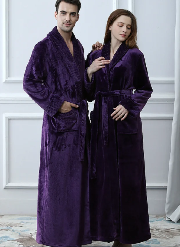 
Women Men Soft Long Collar Fleece Bath Robe Dressing Gown House Coat Nightwear Women Men Soft Long Collar Fleece Bath Robe Dressing Gown House Coat Nightwear