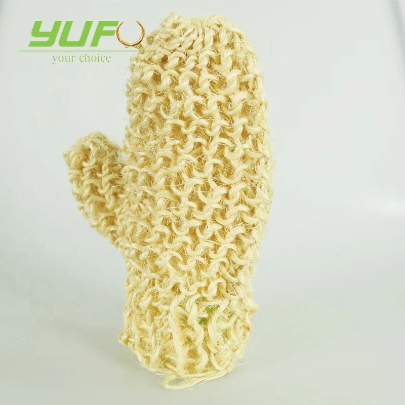 Soft sisal bath glove for massage woven by hand